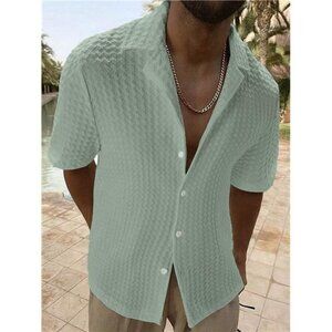Men's Textured Button-down Shirt , Beach or Casual Wear for Him